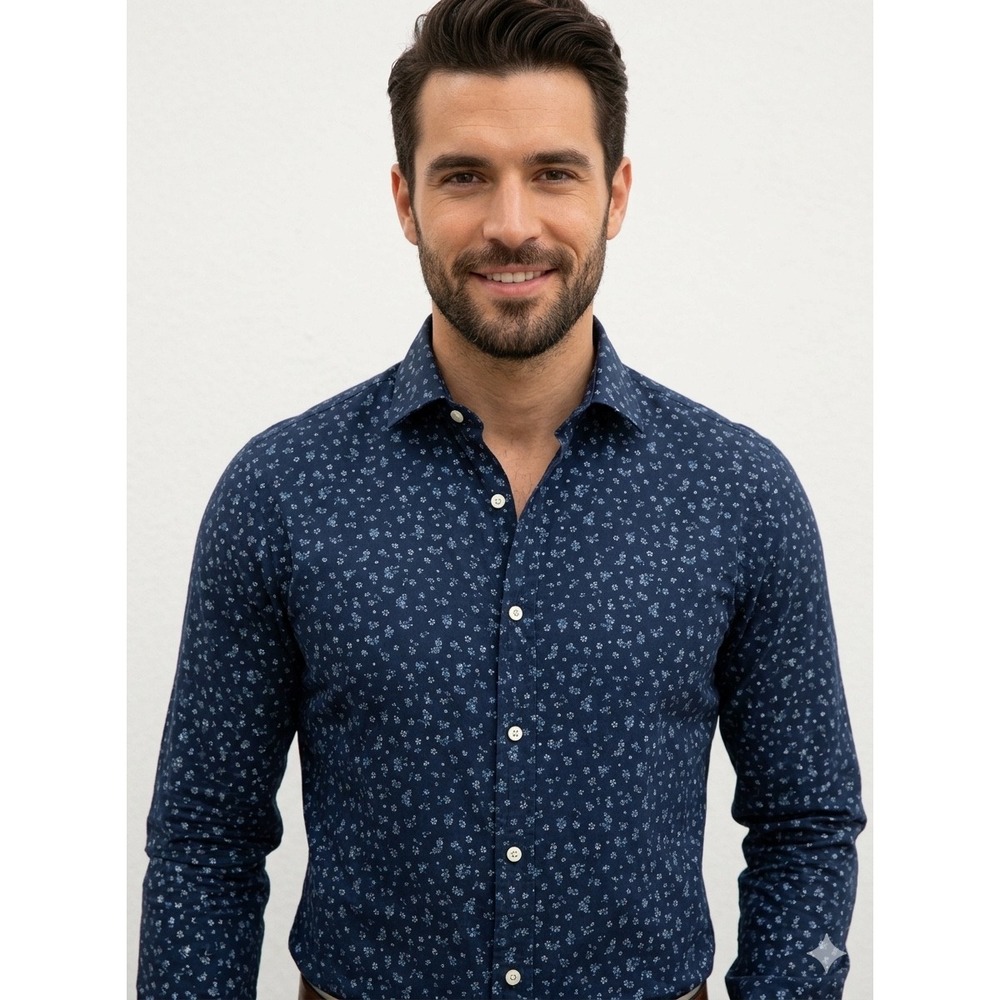 Polo Ralph Lauren Slim Fit Navy Blue Floral Ditsy Print Button Down Shirt XL